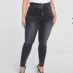 Fashion to Figure Ultra High Rise Paperbag Waist Belted Skinny Jeans size 18 new